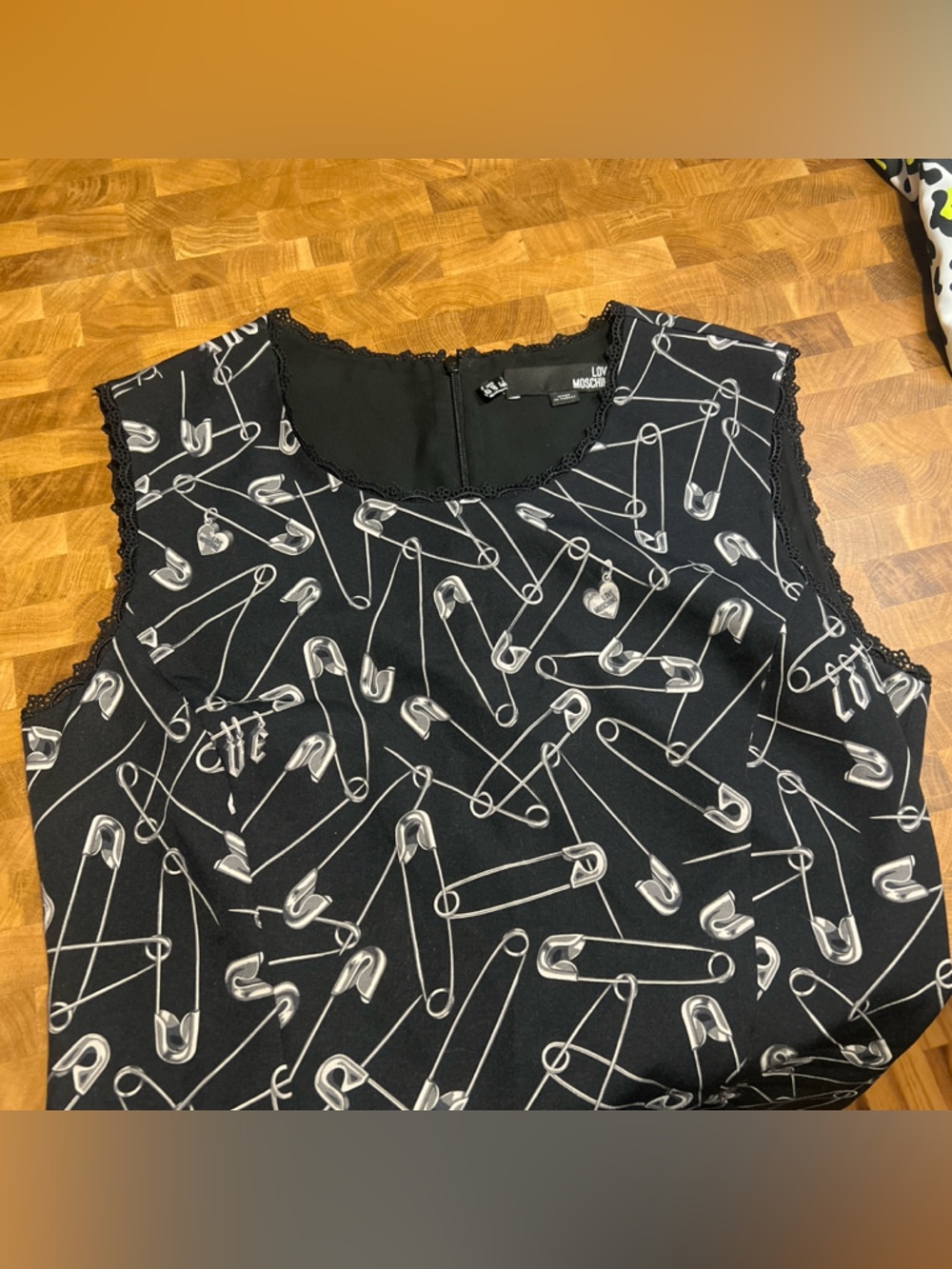 Love Moschino Black Dress with Safety Pin Print - Picture 3 of 6